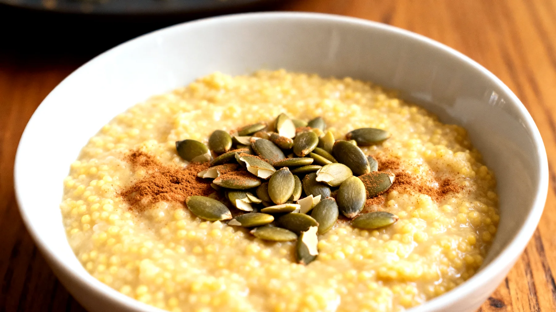 Porridge di miglio con semi di zucca e cannella"