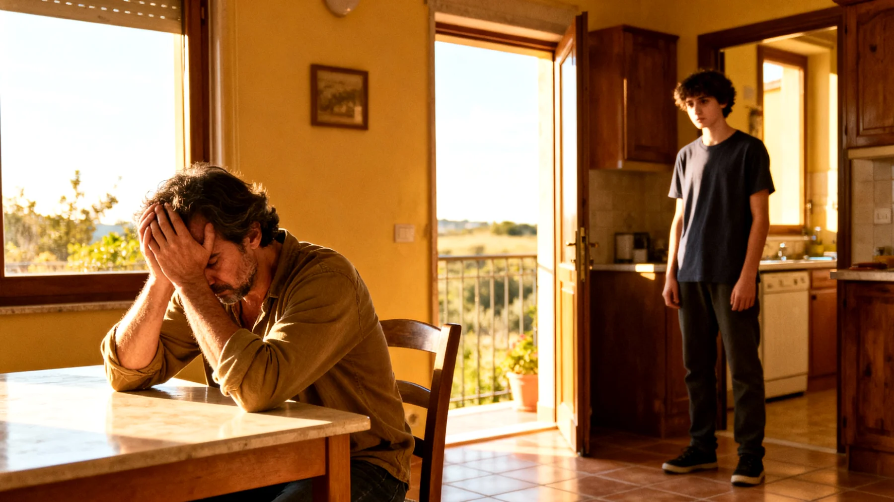 Genitori che si sentono costantemente esausti e privi di energie per dedicare attenzione di qualità ai figli giovani adulti, creando distanza emotiva e incomprensioni nel momento critico delle loro scelte di vita (università, lavoro, indipendenza)"