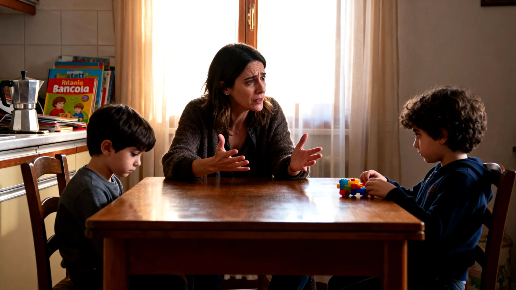 Una mamma fatica a instaurare un dialogo aperto e sincero con i suoi bambini, che tendono a chiudersi o a non esprimere ciò che provano, rendendo difficile comprendere i loro bisogni emotivi e le loro preoccupazioni quotidiane"