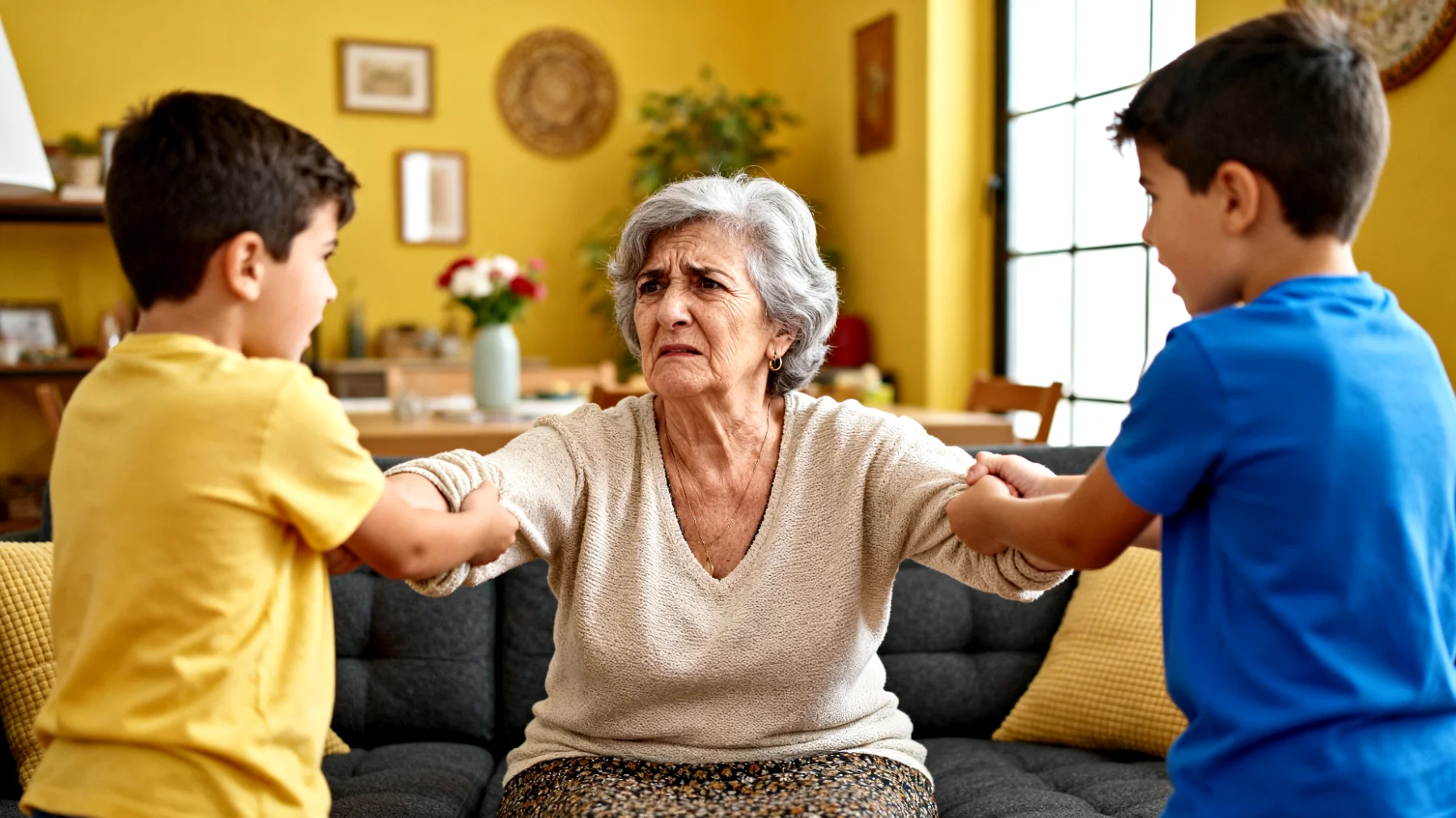 La nonna fatica a gestire la gelosia tra i nipoti bambini, che competono costantemente per le sue attenzioni, creando litigi e tensioni durante il tempo trascorso insieme"