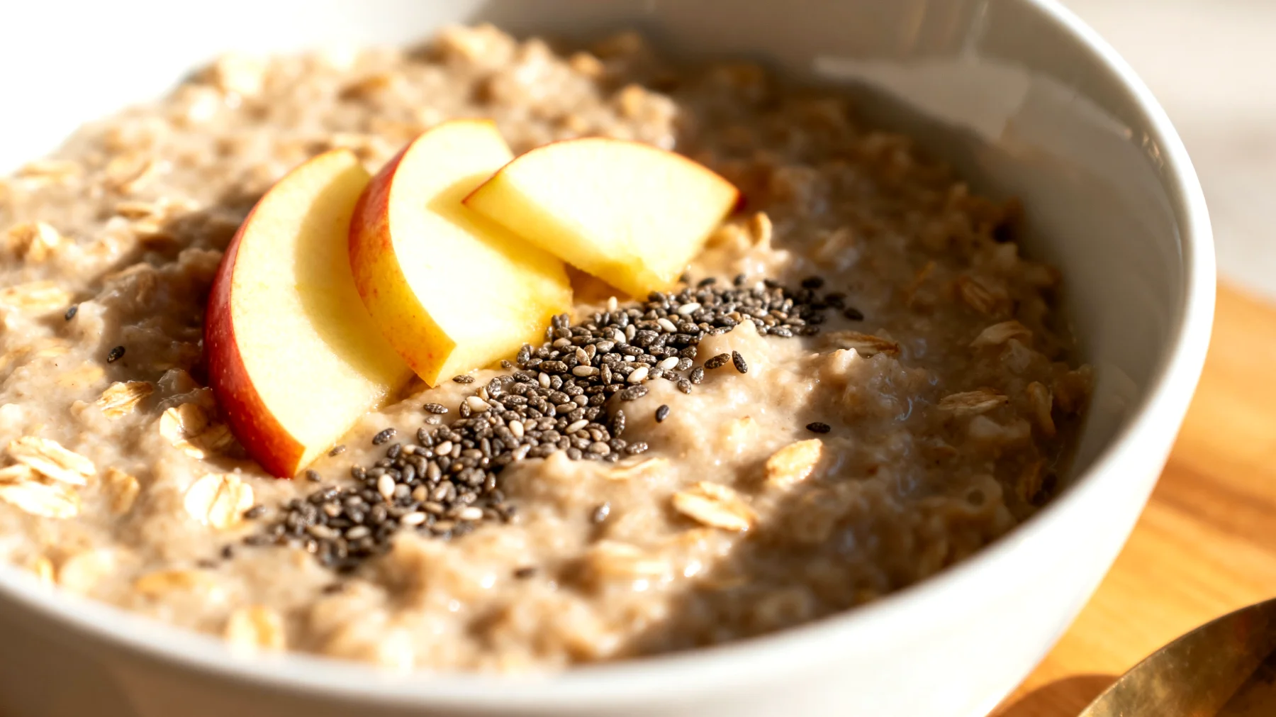 Porridge di avena con semi di chia e mela"