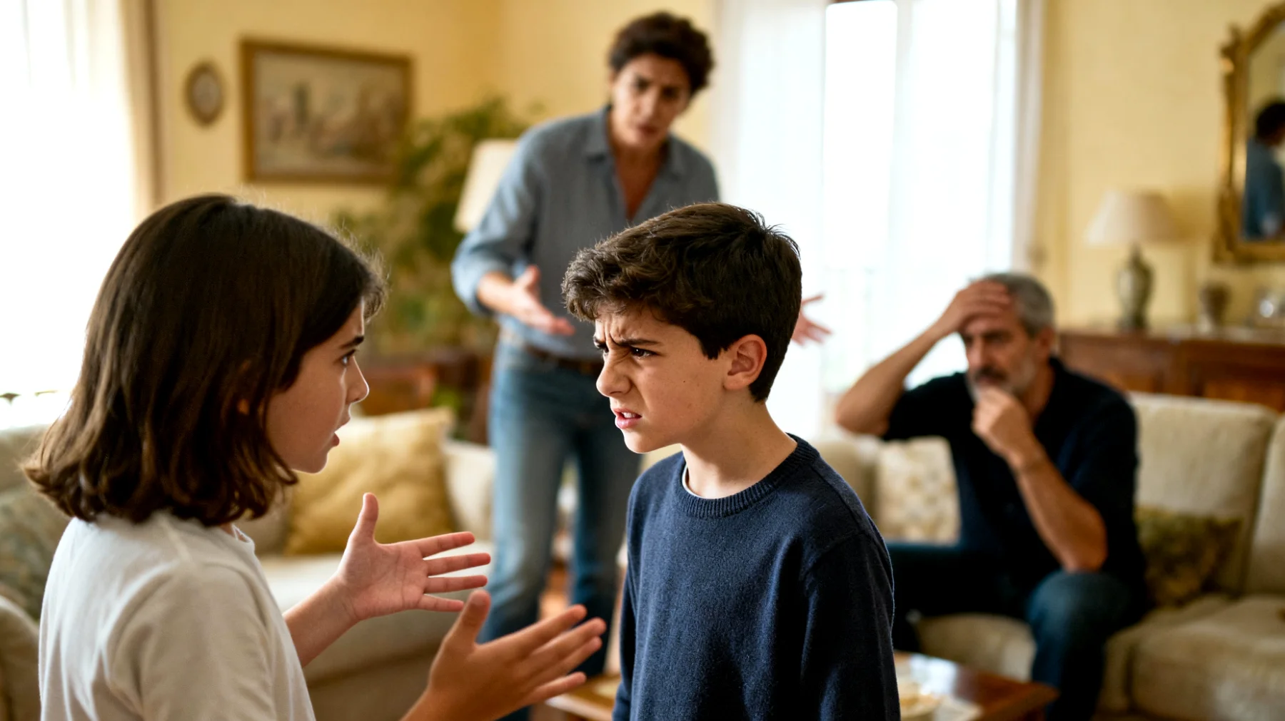 I genitori faticano a gestire la gelosia e la rivalità tra fratelli bambini, che si manifestano con litigi frequenti, richieste continue di attenzione esclusiva e confronti competitivi per l'approvazione dei genitori"